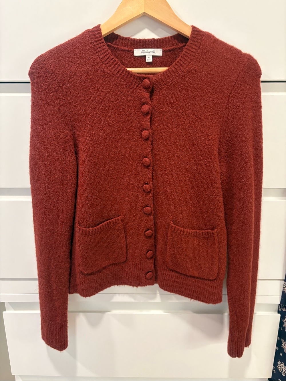 EUC | Madewell Patch Pocket Cotton-Blend Cardigan | Size Medium | Deep Rust